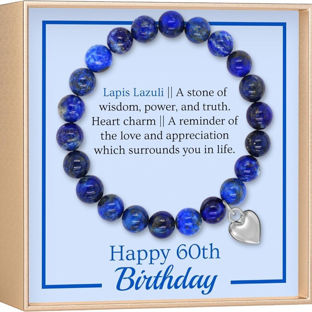 60th Birthday Women Gift Stone Bead Bracelet Love Sentimental Message